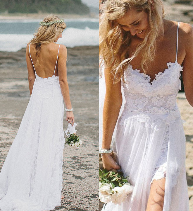 Boho wedding dress on the beach